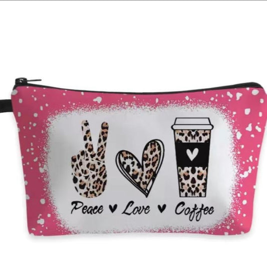 Peace, love, coffee makeup bag